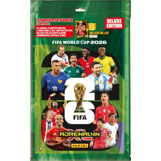 Panini FIFA World Cup 2026 Adrenalyn XL Starter Pack – Collector's Binder + Packs + Golden Baller