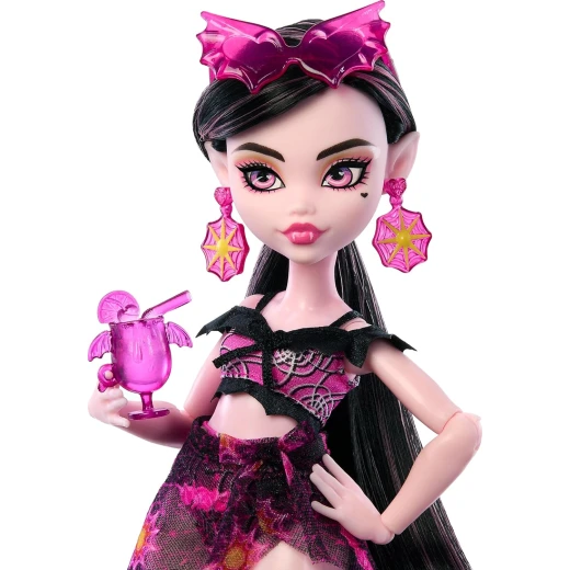 ​Monster High Scare-adise Island Draculaura Doll with Swimsuit, Sarong and Beach Accessories like Hat, Sunscreen, and Tote - Image 4