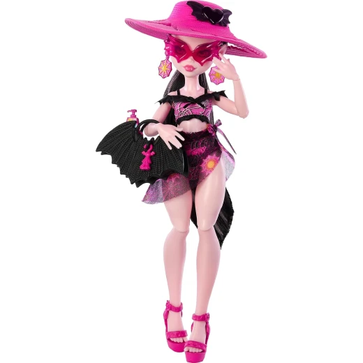 ​Monster High Scare-adise Island Draculaura Doll with Swimsuit, Sarong and Beach Accessories like Hat, Sunscreen, and Tote - Image 3