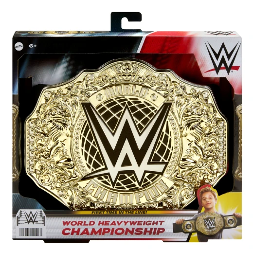 WWE World Heavyweight Championship Role Play Title – Leather-Like Belt, 3+ Feet, Kid Size