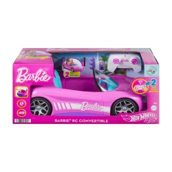 Hot Wheels Barbie RC Convertible – Remote-Control Pink Car, Fits 2 Barbie Dolls, Opening Trunk &amp; Sticker Sheet