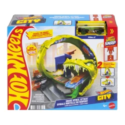 Hot Wheels Snake Spiral Attack Playset – Track Set with 1:64 Die-Cast Car, Corkscrew Loop &amp; Gas Station