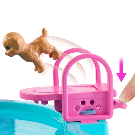 Barbie Dream Pool Playset – 6 Play Areas with Slide, Bubbling Hot Tub, Puppy &amp; 20+ Accessories (Dolls Not Included) - Barbie - Image 5