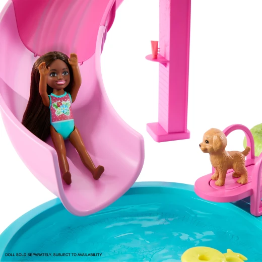 Barbie Dream Pool Playset – 6 Play Areas with Slide, Bubbling Hot Tub, Puppy &amp; 20+ Accessories (Dolls Not Included) - Barbie - Image 6