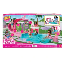 Barbie Dream Pool Playset – 6 Play Areas with Slide, Bubbling Hot Tub, Puppy &amp; 20+ Accessories (Dolls Not Included)