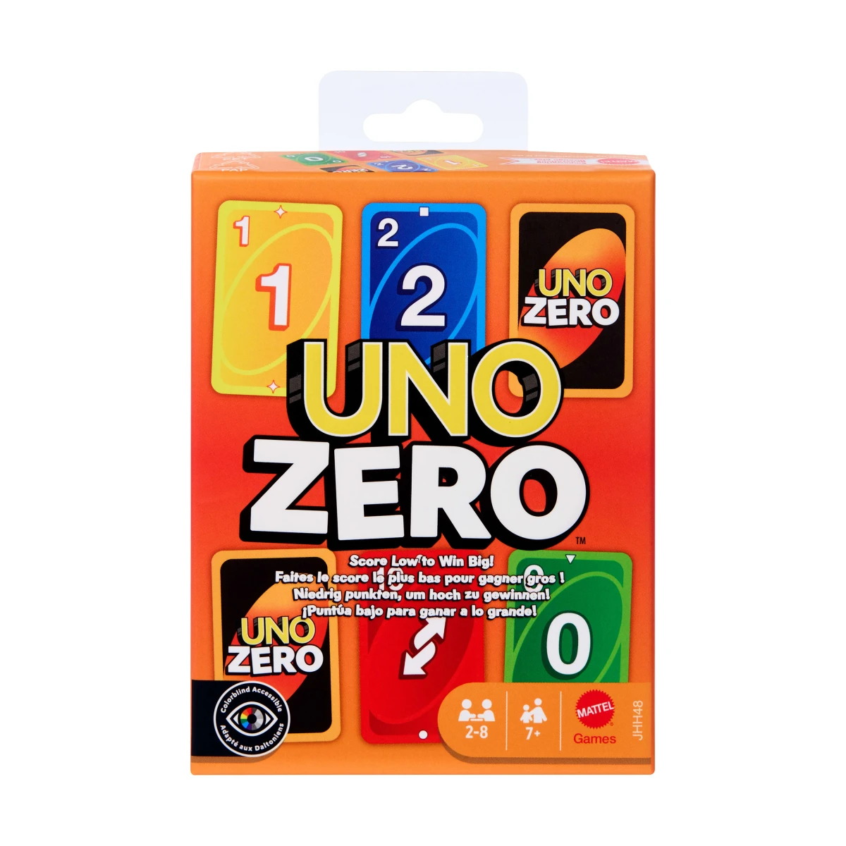 UNO Zero Card Game – Grid Play with Scorepad, Colour-Blind Accessible, 2 to 8 Players