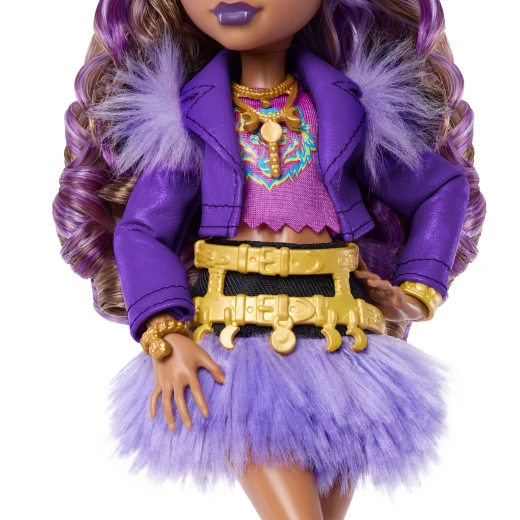 Monster High Clawdeen Wolf Doll – Purple Moto Jacket &amp; Furry Skirt with Pet Wolf Pup Crescent &amp; 7 Accessories - Monster High - Image 6