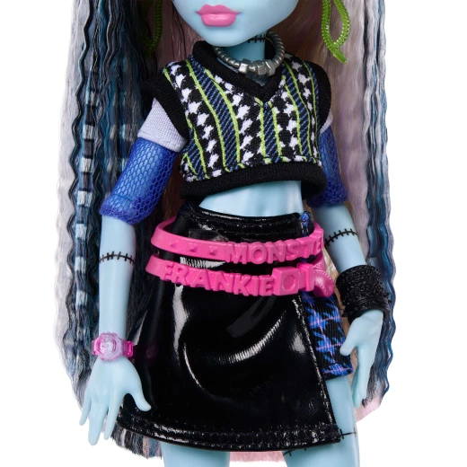 Monster High Frankie Stein Doll – Cropped Sweater &amp; Black Pleather Skirt with Pet Dog Watzie &amp; 7 Accessories - Monster High - Image 5