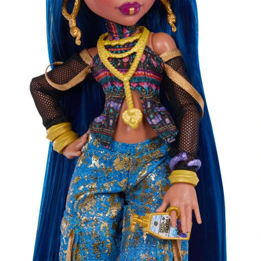 Monster High Cleo De Nile Doll – Crop Top &amp; Golden Denim Cargo Pants with Pet Snake Hissette &amp; 7 Accessories - Monster High - Image 6