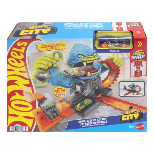 Hot Wheels City Gorilla Slam Attack Playset – Track Set with 1:64 Die-Cast Car & 3 Ways to Play Hot Wheels City Gorilla Slam Attack Playset – Track Set with 1:64 Die-Cast Car & 3 Ways to Play