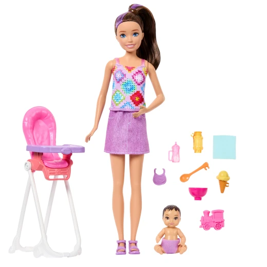 Barbie Skipper Babysitters Inc. Playset – Doll, Toddler Doll, High Chair &amp; 8 Accessories Including Food - Barbie - Image 3