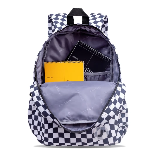 J World New York Oz Daypack Backpack – Wavy Checkers | School & 15.6" Laptop Backpack - JWORLD - Image 4