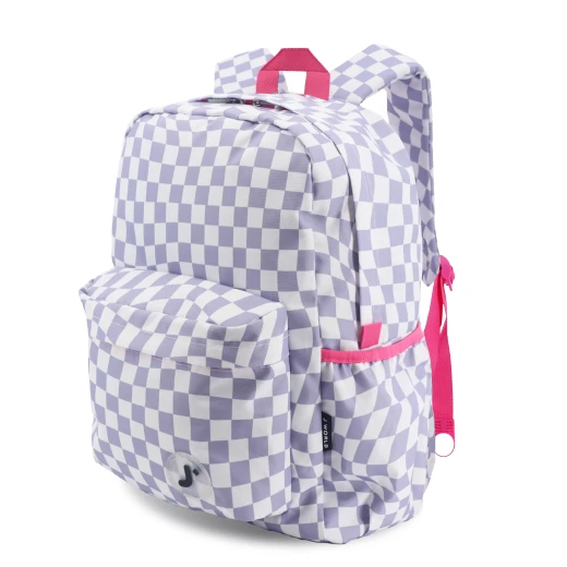 J World New York Oz Daypack Backpack – Lavender Checkers | School & 15.6" Laptop Backpack - JWORLD - Image 3