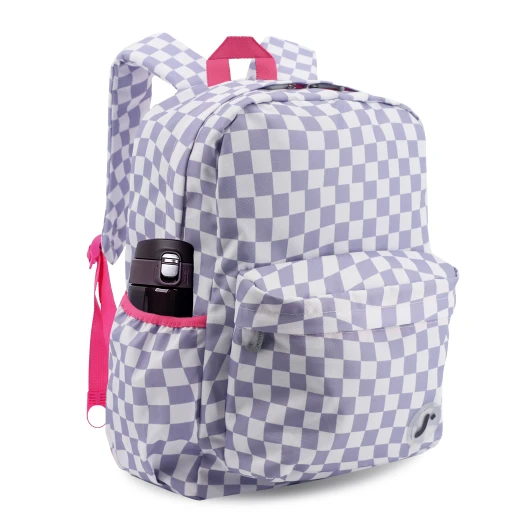 J World New York Oz Daypack Backpack – Lavender Checkers | School & 15.6" Laptop Backpack - JWORLD - Image 4