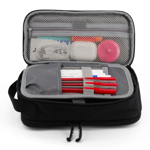 J World New York Doodle Pencil Case – Black | Large-Capacity Pouch with Handle Strap - Image 6