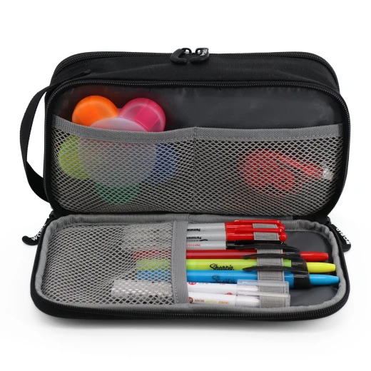 J World New York Doodle Pencil Case – Black | Large-Capacity Pouch with Handle Strap - Image 4