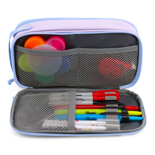 J World New York Doodle Pencil Case – Purple | Large-Capacity Pouch with Handle Strap - Image 4