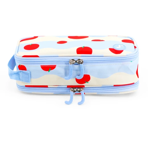 J World New York Doodle Pencil Case – Floating Apple | Large-Capacity Pouch with Handle Strap - Image 2