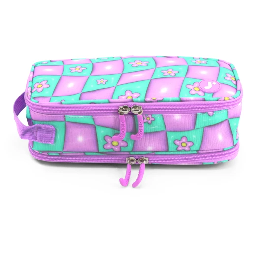 J World New York Doodle Pencil Case – Puffy Flower | Large-Capacity Pouch with Handle Strap - Image 3