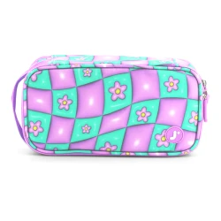 J World New York Doodle Pencil Case – Puffy Flower | Large-Capacity Pouch with Handle Strap