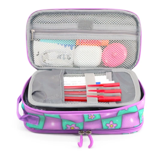 J World New York Doodle Pencil Case – Puffy Flower | Large-Capacity Pouch with Handle Strap - Image 4
