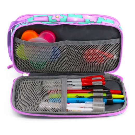 J World New York Doodle Pencil Case – Puffy Flower | Large-Capacity Pouch with Handle Strap - Image 6
