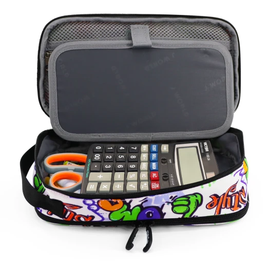 J World New York Doodle Pencil Case – Street Art | Large-Capacity Pouch with Handle Strap - Image 5