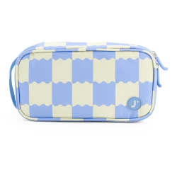 J World New York Doodle Pencil Case – Wiggle Blue | Large-Capacity Pouch with Handle Strap