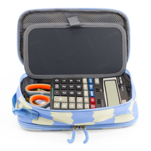 J World New York Doodle Pencil Case – Wiggle Blue | Large-Capacity Pouch with Handle Strap - Image 4