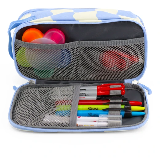J World New York Doodle Pencil Case – Wiggle Blue | Large-Capacity Pouch with Handle Strap - Image 6