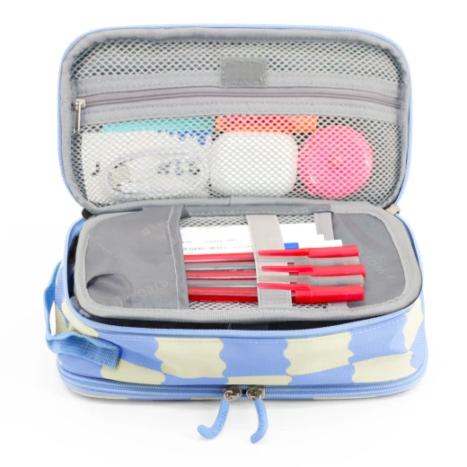 J World New York Doodle Pencil Case – Wiggle Blue | Large-Capacity Pouch with Handle Strap - Image 5