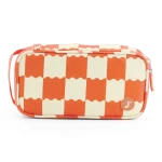 J World New York Doodle Pencil Case – Wiggle Coral | Large-Capacity Pouch with Handle Strap
