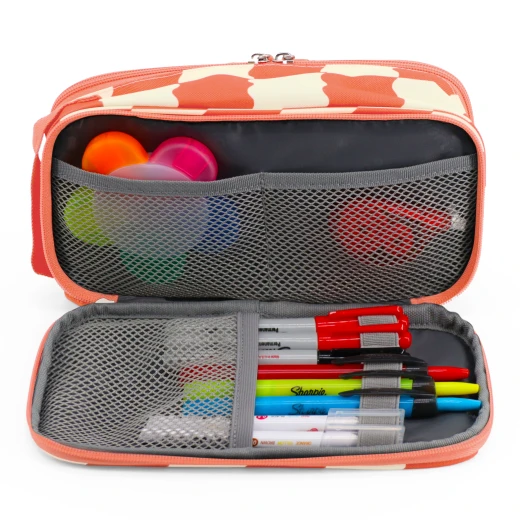 J World New York Doodle Pencil Case – Wiggle Coral | Large-Capacity Pouch with Handle Strap - Image 6