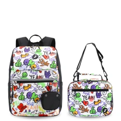 J World New York Junior Set: Backpack &amp; Lunch Box – Street Art | Matching Kids School Set