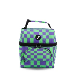 J World New York Corey Lunch Bag – Pixel Checkers | Insulated Lunch Bag with Top Bottle Strap