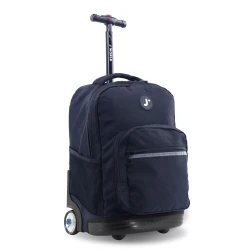 J World New York Sunrise Rolling Backpack (18") – Black | Convertible Wheeled School Backpack