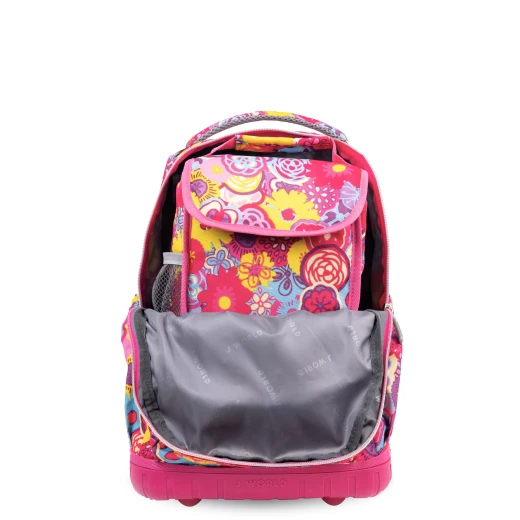 J World New York Lollipop Rolling Backpack (16") + Lunch Bag – Poppy Pansy | Kids Set with Light-Up Wheels - JWORLD - Image 9