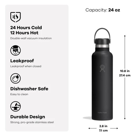 Hydro Flask 24 oz Standard Mouth Insulated Water Bottle with Flex Cap (710 ml) – Surf - Hydro Flask - Image 5