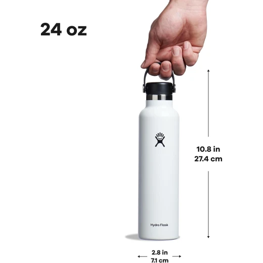 Hydro Flask 24 oz Standard Mouth Insulated Water Bottle with Flex Cap (710 ml) – White - Hydro Flask - Image 4