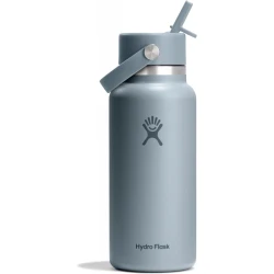 Hydro Flask 32 oz Wide Mouth Insulated Water Bottle with Flex Straw Cap (946 ml) – Shale Gray