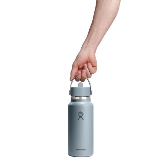 Hydro Flask 32 oz Wide Mouth Insulated Water Bottle with Flex Straw Cap (946 ml) – Shale Gray - Hydro Flask - Image 2