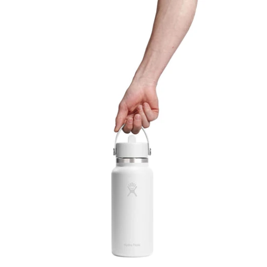 Hydro Flask 32 oz Wide Mouth Insulated Water Bottle with Flex Straw Cap (946 ml) – White - Hydro Flask - Image 3