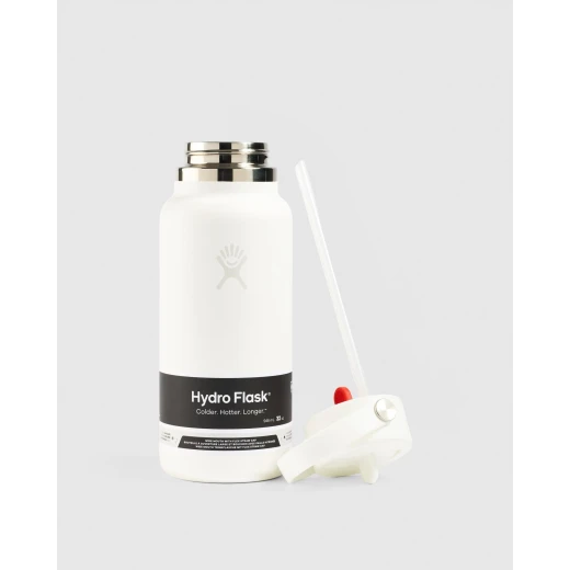 Hydro Flask 32 oz Wide Mouth Insulated Water Bottle with Flex Straw Cap (946 ml) – White - Hydro Flask - Image 5