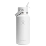 Hydro Flask 32 oz Wide Mouth Insulated Water Bottle with Flex Straw Cap (946 ml) – White - Hydro Flask