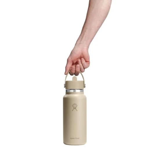 Hydro Flask 32 oz Wide Mouth Insulated Water Bottle with Flex Straw Cap (946 ml) – Oat - Hydro Flask - Image 3