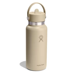 Hydro Flask 32 oz Wide Mouth Insulated Water Bottle with Flex Straw Cap (946 ml) – Oat