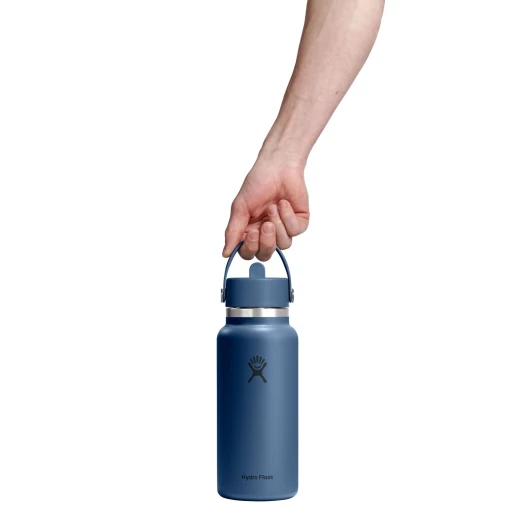 Hydro Flask 32 oz Wide Mouth Insulated Water Bottle with Flex Straw Cap (946 ml) – Harbor Blue - Hydro Flask - Image 5