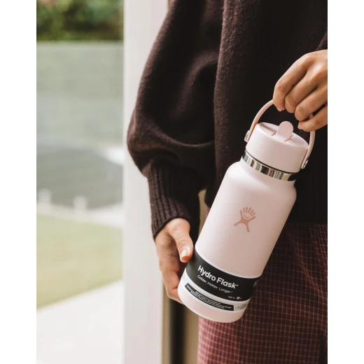 Hydro Flask 32 oz Wide Mouth Insulated Water Bottle with Flex Straw Cap (946 ml) – Trillium - Hydro Flask - Image 5