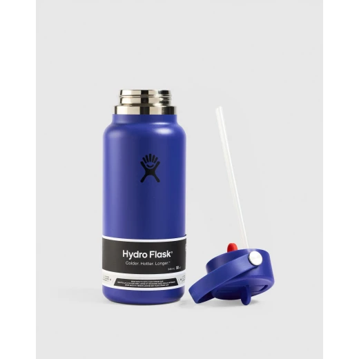 Hydro Flask 32 oz Wide Mouth Insulated Travel Bottle with Flex Straw Cap (946 ml) – Capri Blue - Hydro Flask - Image 3