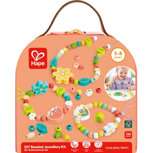 Hape DIY Beaded Jewellery Kit – 125 Wooden Beads Craft Set - Hape - Image 13